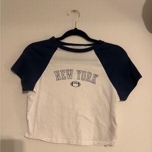 Abercrombie & Fitch Navy and White Short Sleeve Tee